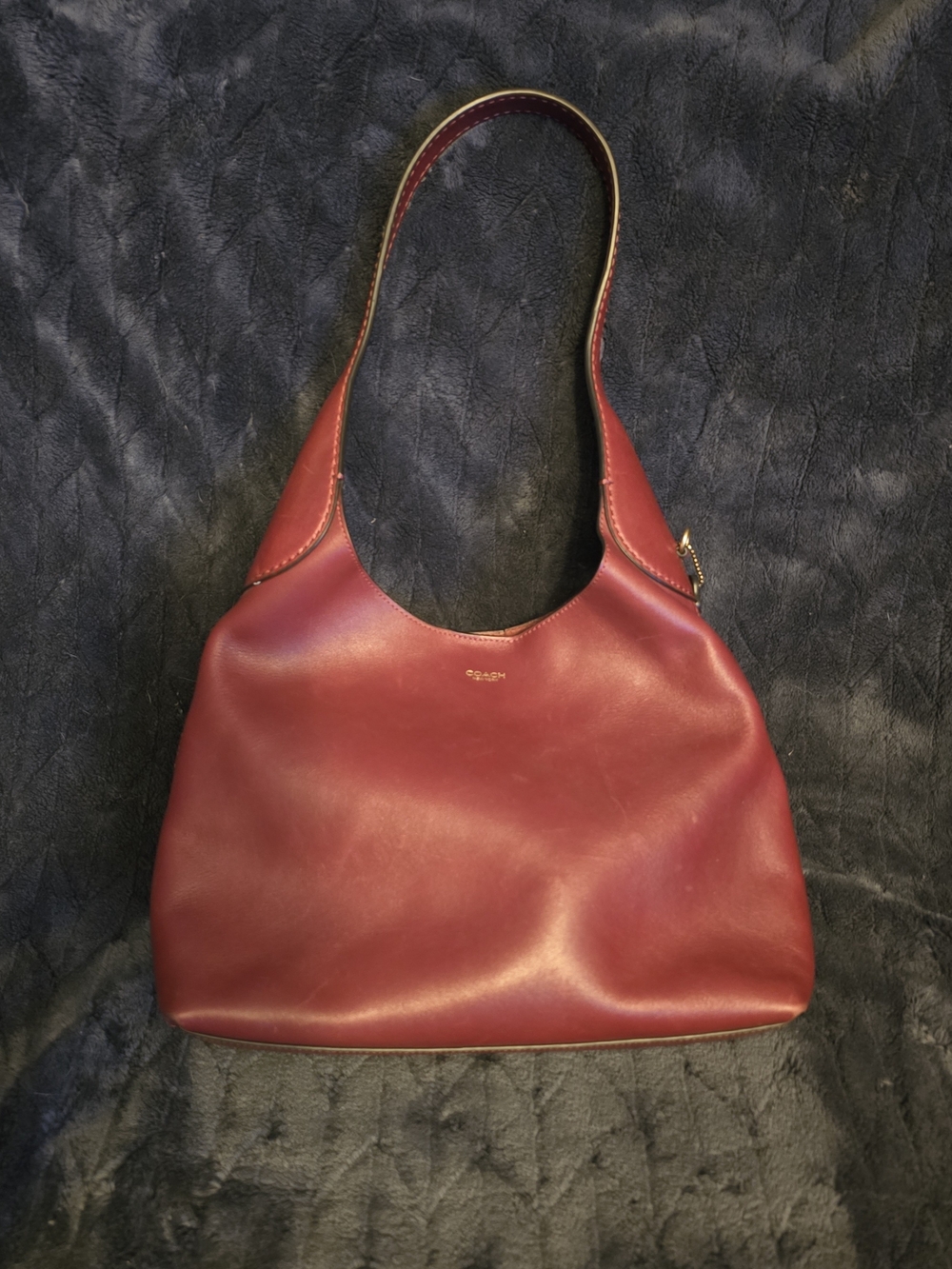 coach brooklyn shoulder bag 28 in brass/ dark ruby